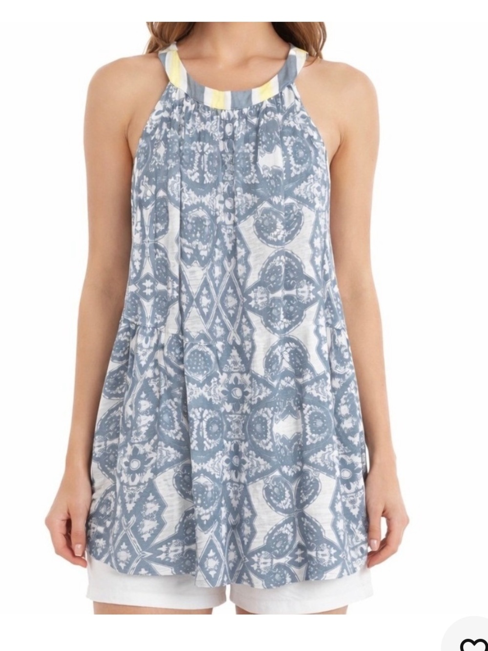 Free People Mimi Blue Halter Flowy oversized Tunic Top XS